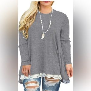 VISLILY Women's Plus Size Lace Tunic-20W